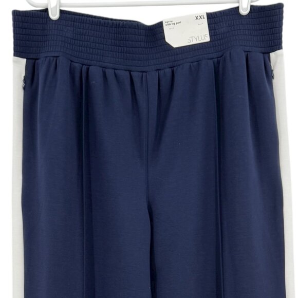 Stylus Womens Navy Platoon/White High-Rise Wide Leg Pants XXL Wide Waistband NWT - Picture 3 of 12